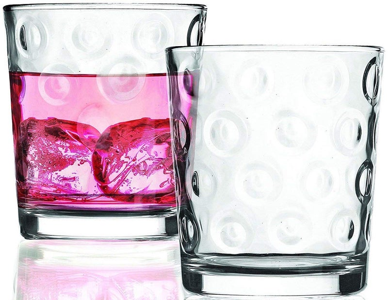 Circleware Circles Heavy Base Whiskey Glass Drinking Glasses, Set of 4, Entertainment Dinnerware Glassware for Water, Juice, Beer Bar Liquor Dining Decor Beverage Cups Gifts, 12.5 oz, Clear - Image 2